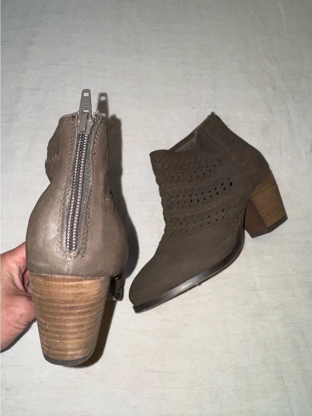 Diba Woven Accent Brown Ankle suede Boots for Women